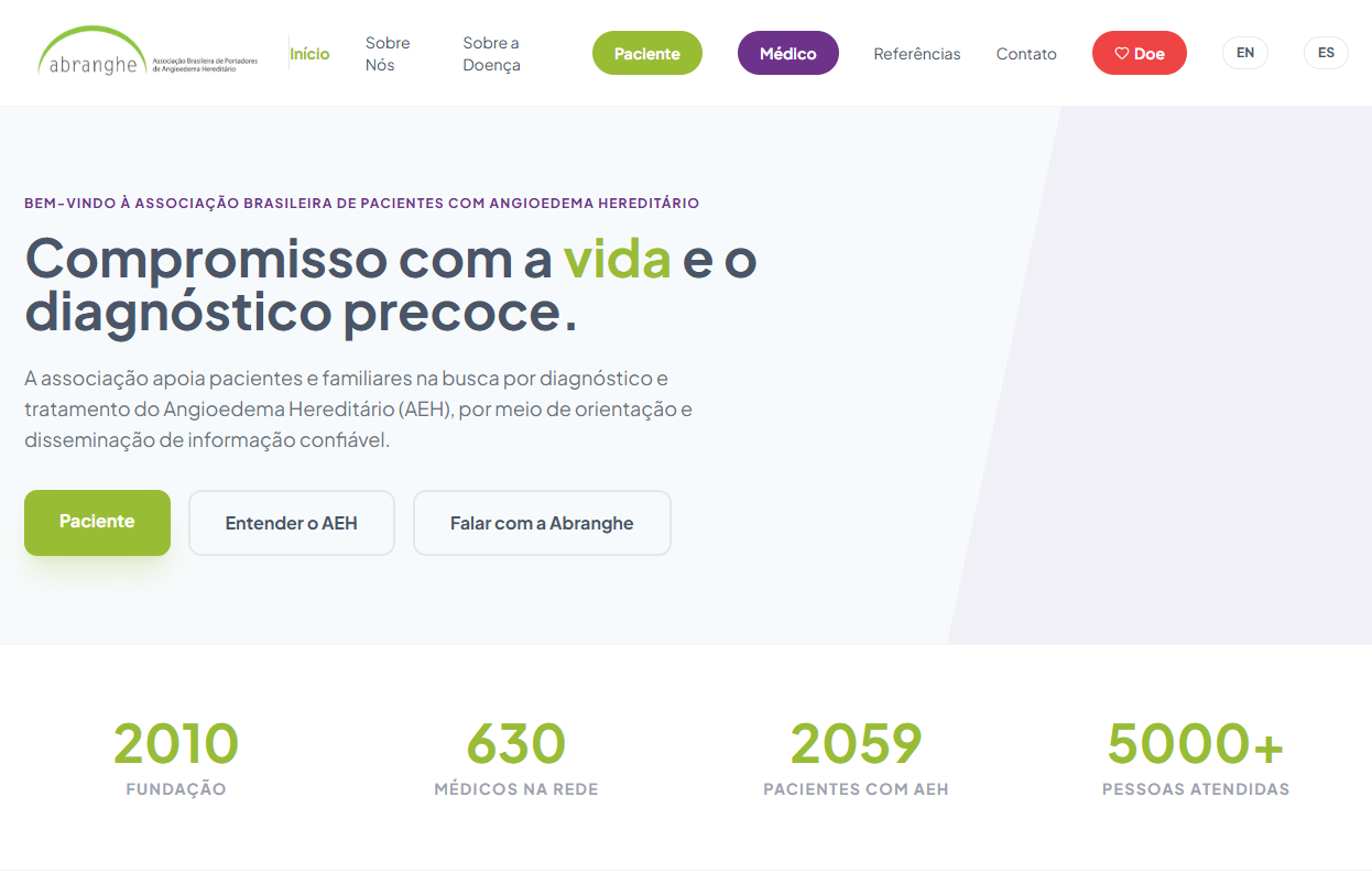 Novo site da ABRANGHE — Associação Brasileira de Angioedema Hereditário